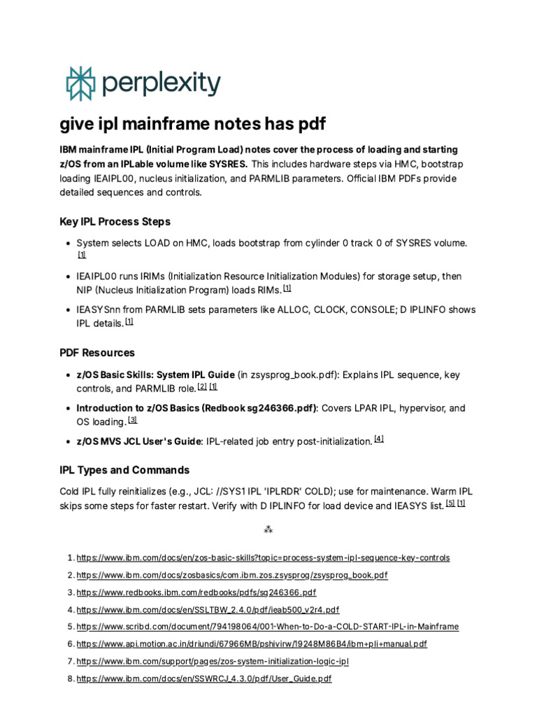 IBM Mainframe IPL Process Guide | PDF