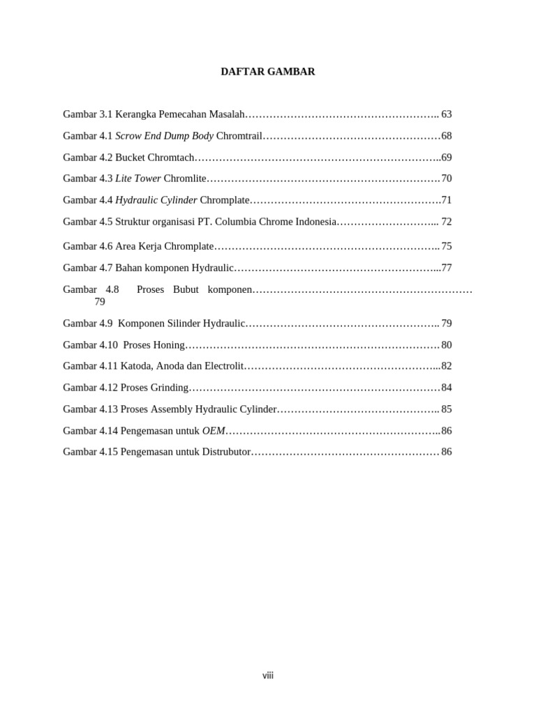 Daftar Gambar Proses Hydraulic dan Chromplate | PDF