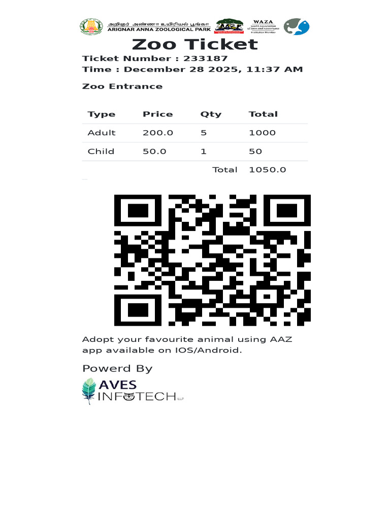 Zoo Ticket Purchase Summary | PDF