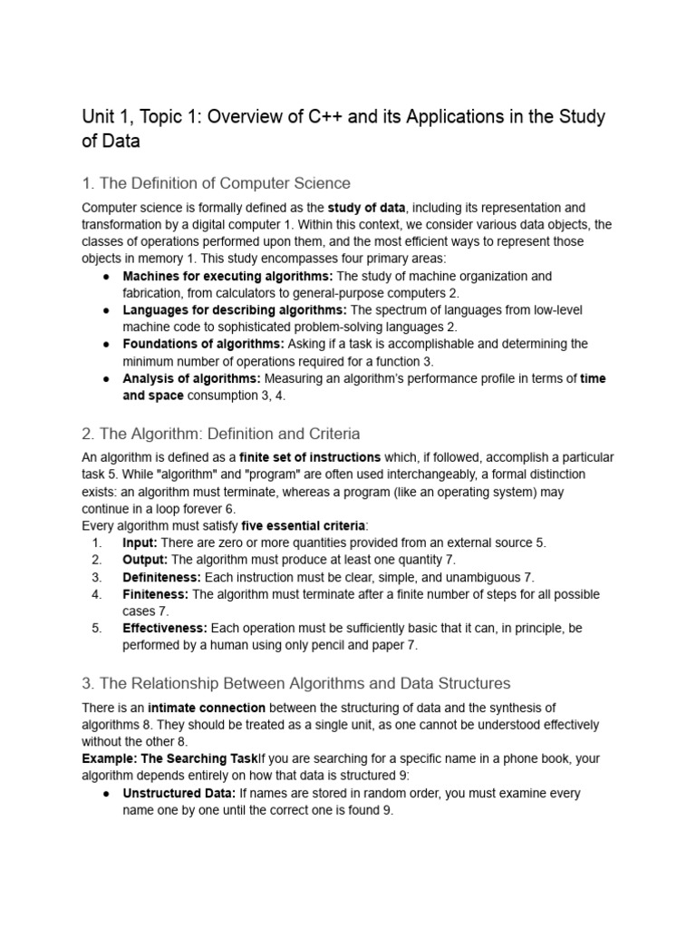 C++ Data Study: Algorithms Overview | PDF | Algorithms | Computer ...
