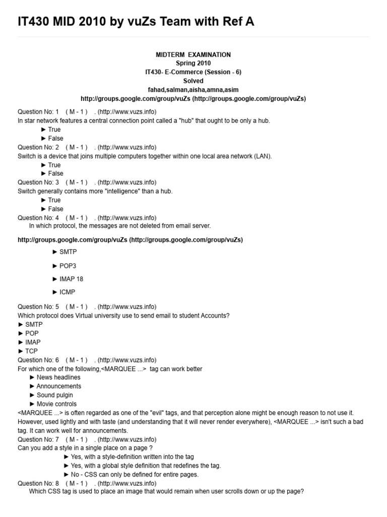 IT430 MID 2010 by VuZs Team With Ref A | PDF | World Wide Web ...