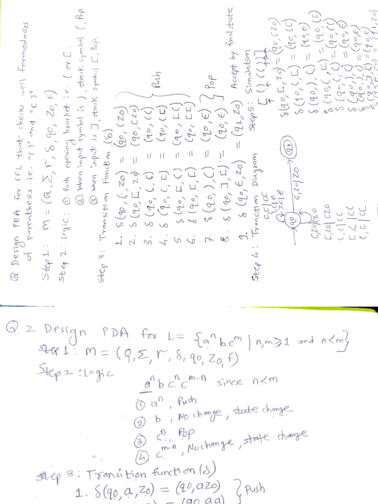 PDA Design for Language Acceptance | PDF