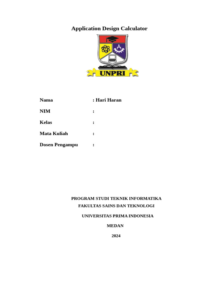 Desain Aplikasi Kalkulator 2024 | PDF
