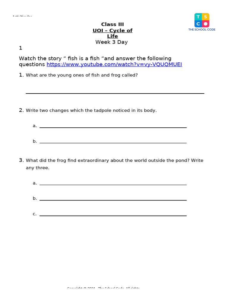 Worksheet - Cycle of Life w3d1 | PDF