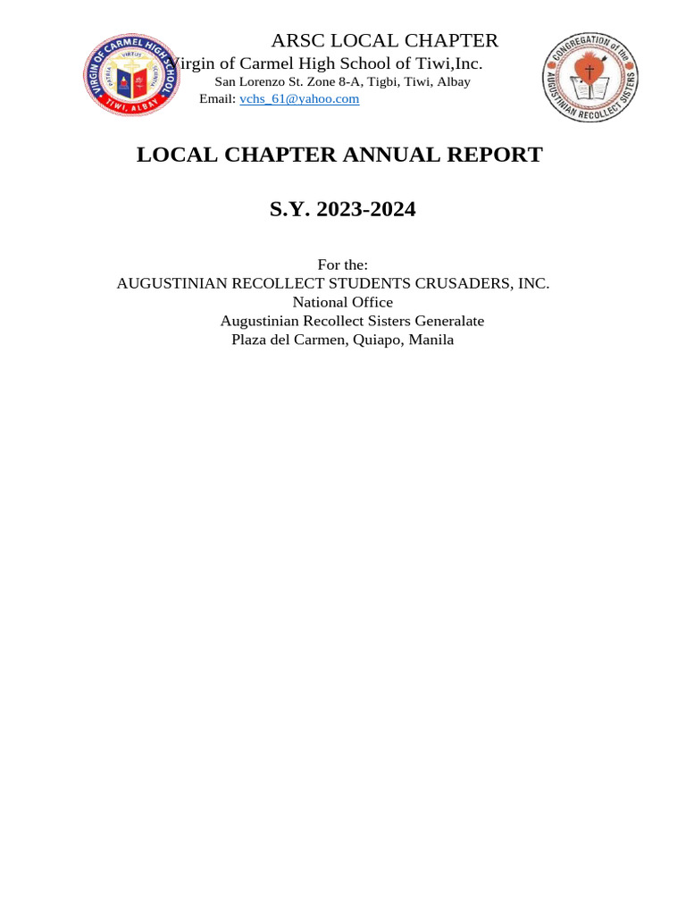 ARSC Local Chapter Annual Report 2023-2024 | PDF