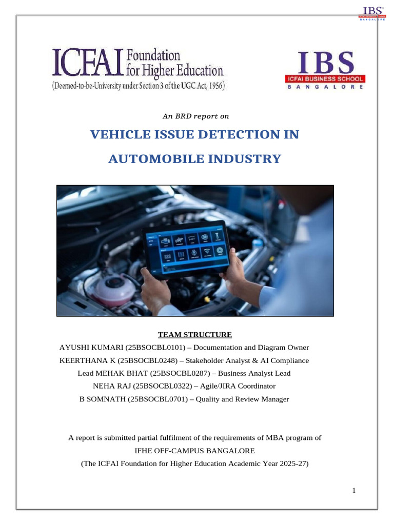 Report On Vehicle Issue Detection (By Agile Avengers) | PDF ...