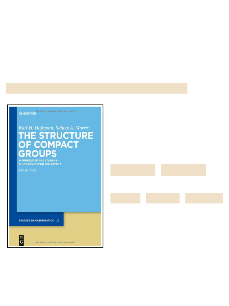 The Structure of Compact Groups 3ed. Edition Karl H. Hofmann - Ebook ...