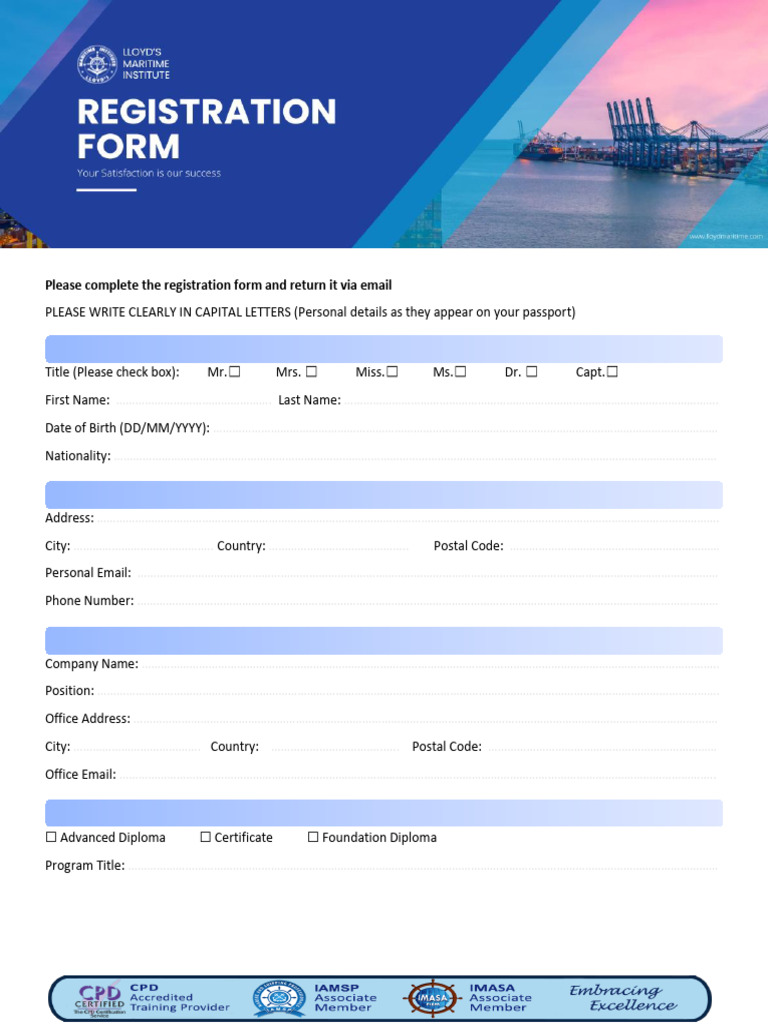 Lmi Registration Form | PDF