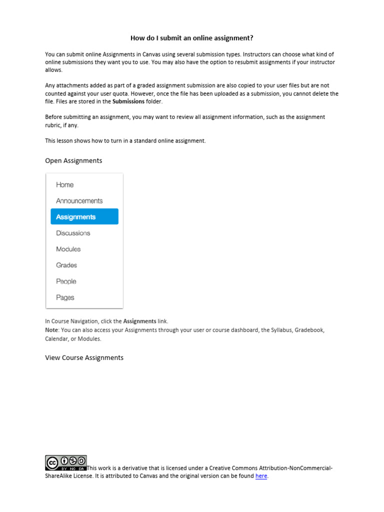 How to Submit Online Assignments in Canvas | PDF | Computer File | Websites