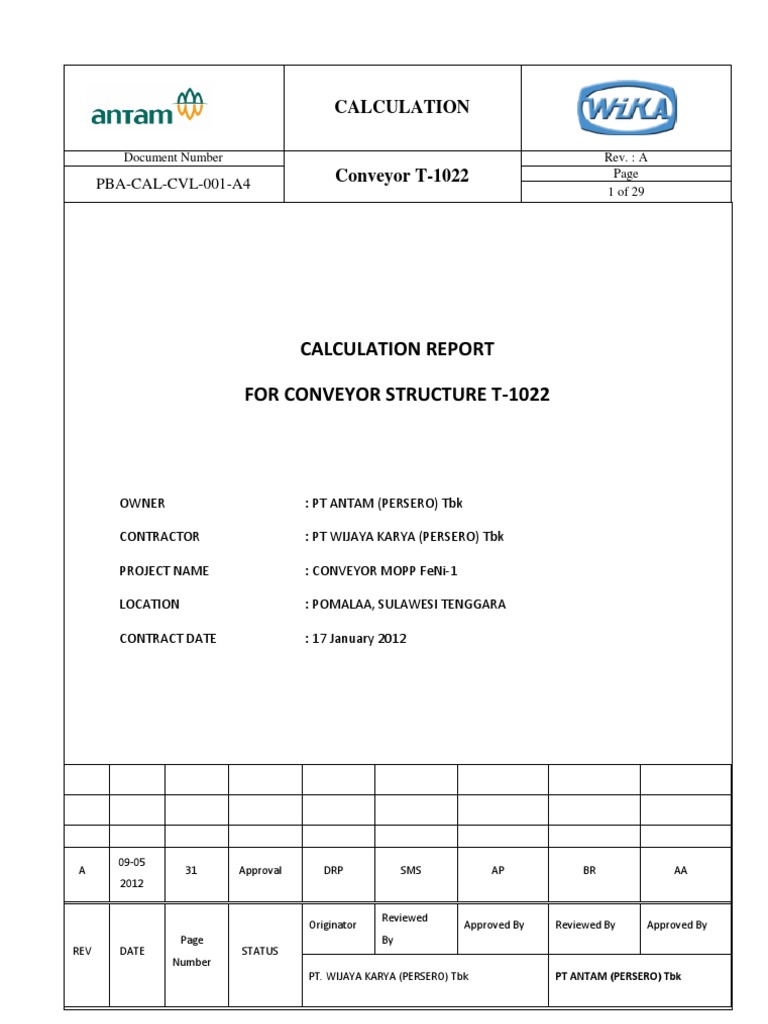 0000001743-Calculation Report Conveyor Structure T-1022 | PDF | Truss ...
