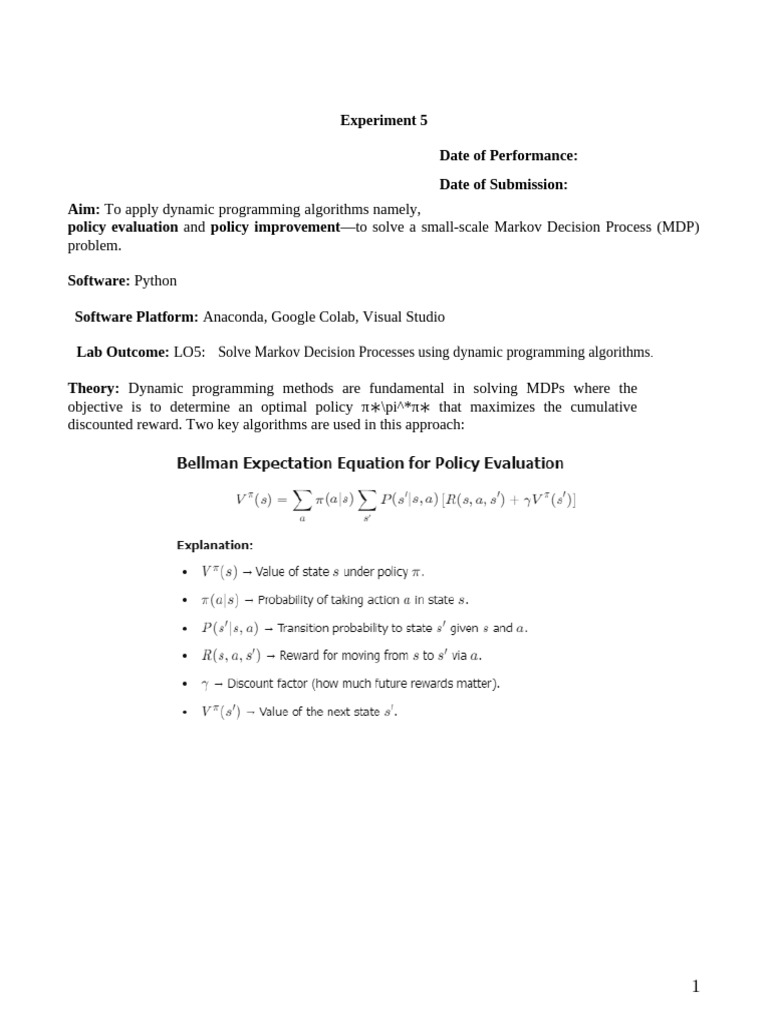 Dynamic Programming for MDPs in Python | PDF | Computer Science ...