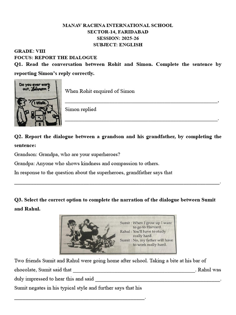 Dialogue Completion Grade VIII | PDF