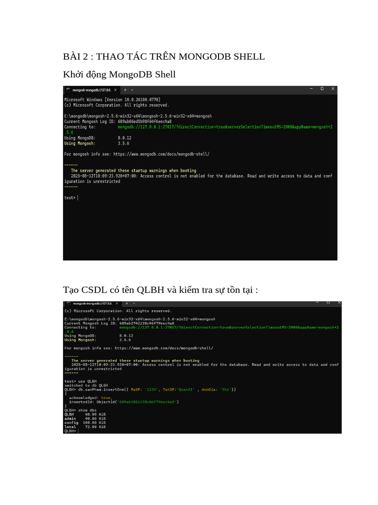 Bai Tap Thuc Hanh No SQL | PDF