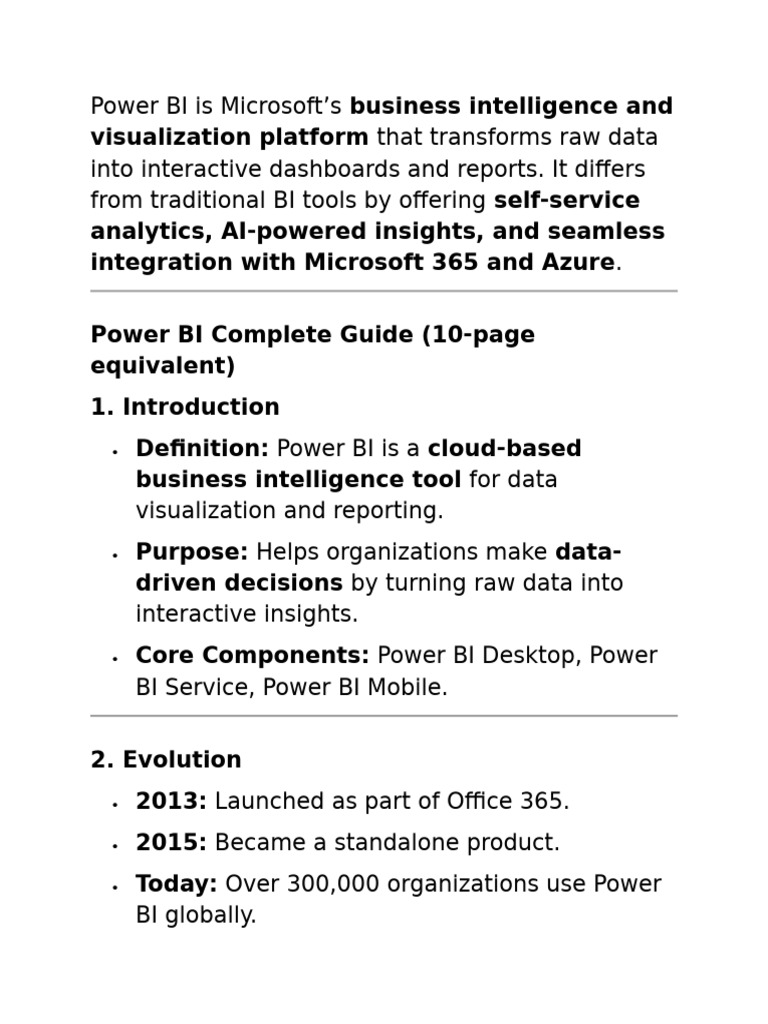 Power BI: Comprehensive Guide to BI Tools | PDF | Microsoft Azure ...