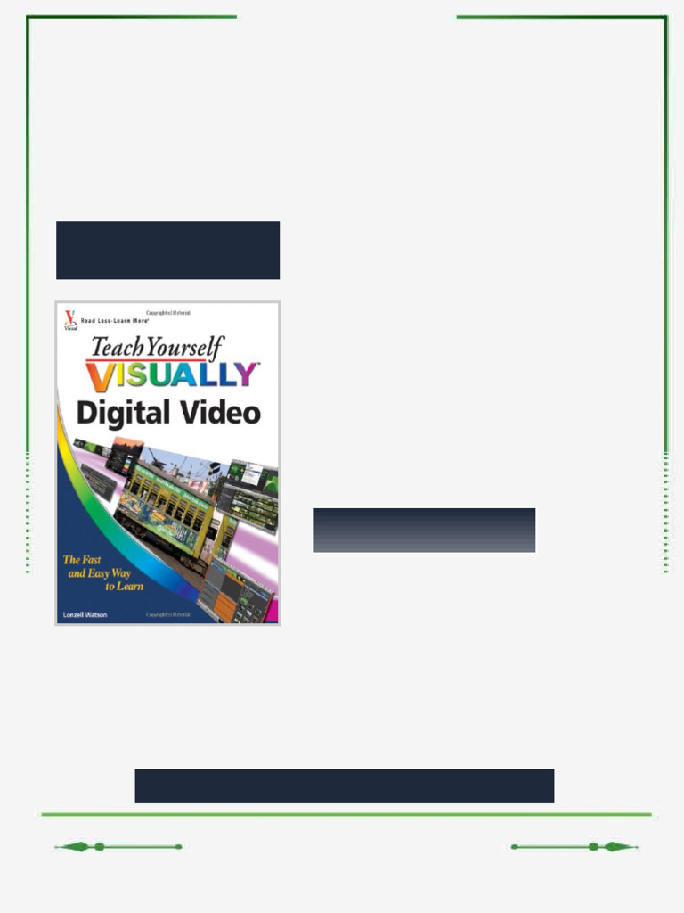 Teach Yourself VISUALLY Digital Video 2nd Edition Lonzell Watson Ebook ...