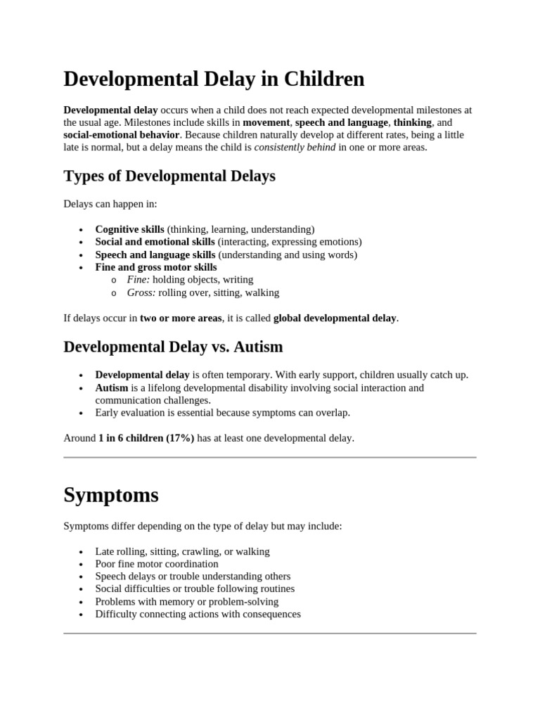 Understanding Developmental Delays in Children | PDF | Attention ...