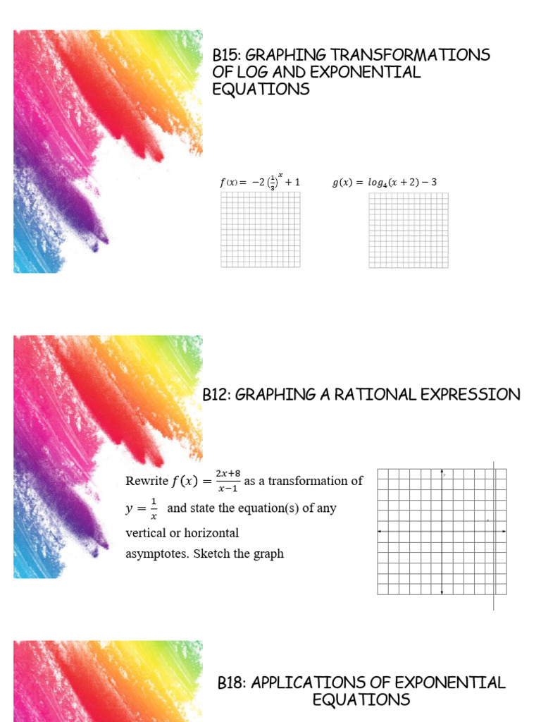 Graphing Log, Exponential, and Rational Functions | PDF | Equations ...