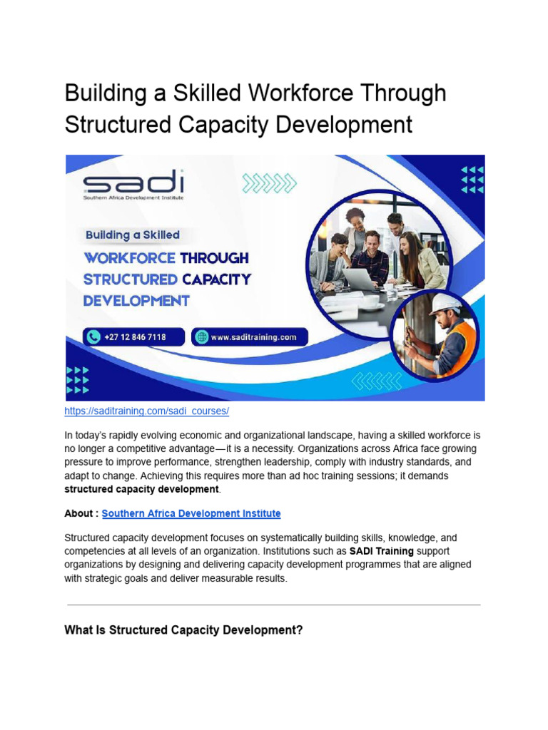 Structured Capacity Development for Workforce Skills | PDF | Capacity ...
