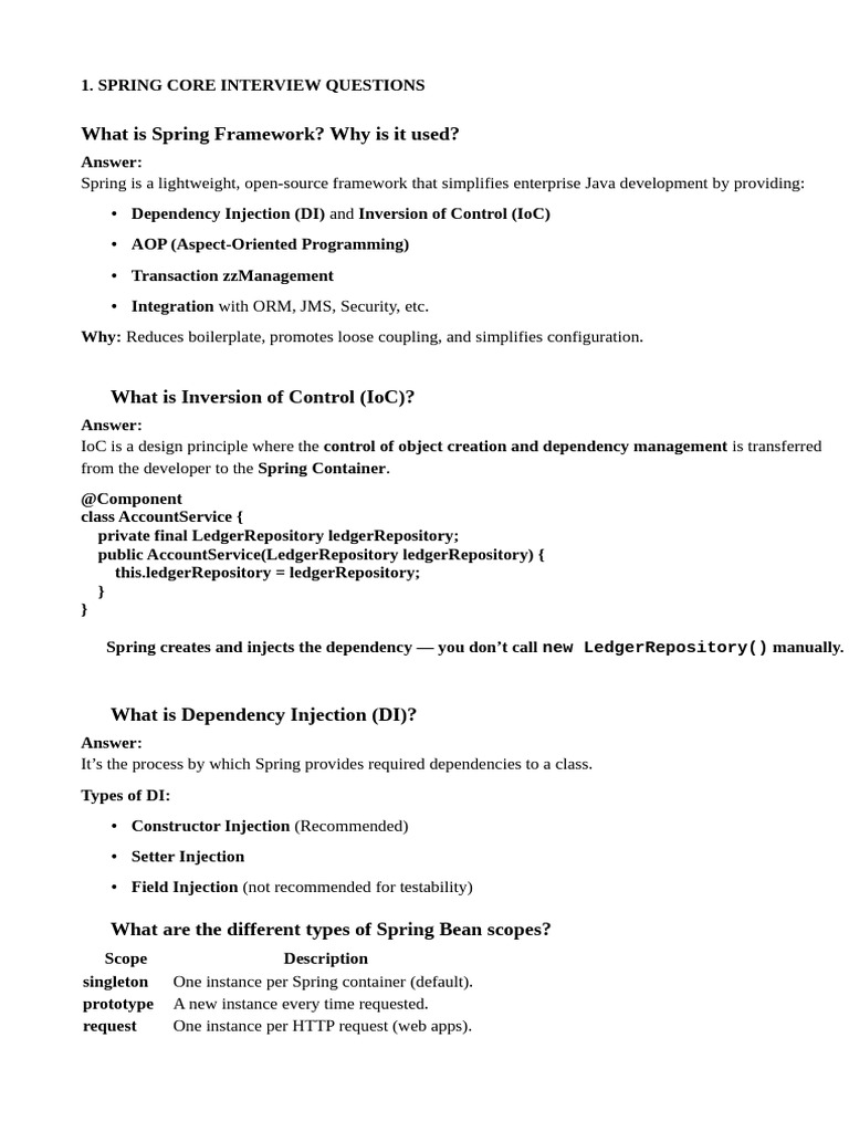 Spring Framework & Boot Interview Guide | PDF | Database Transaction ...