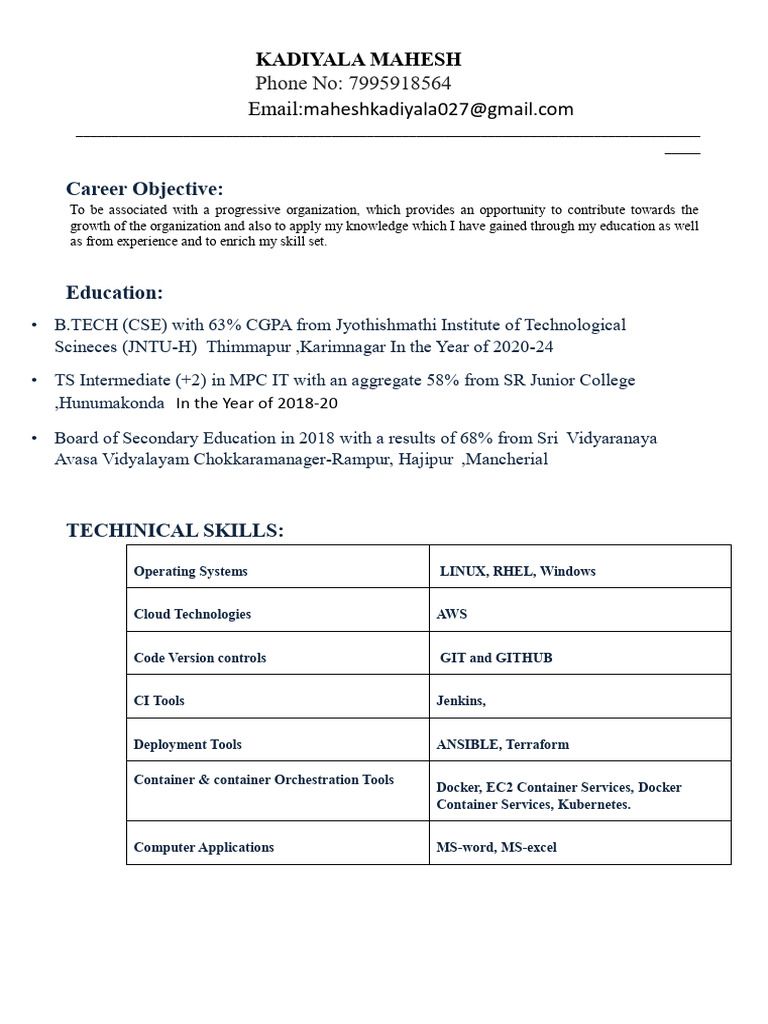 AWS DevOps Engineer Resume | PDF | Cloud Computing | Amazon Web Services