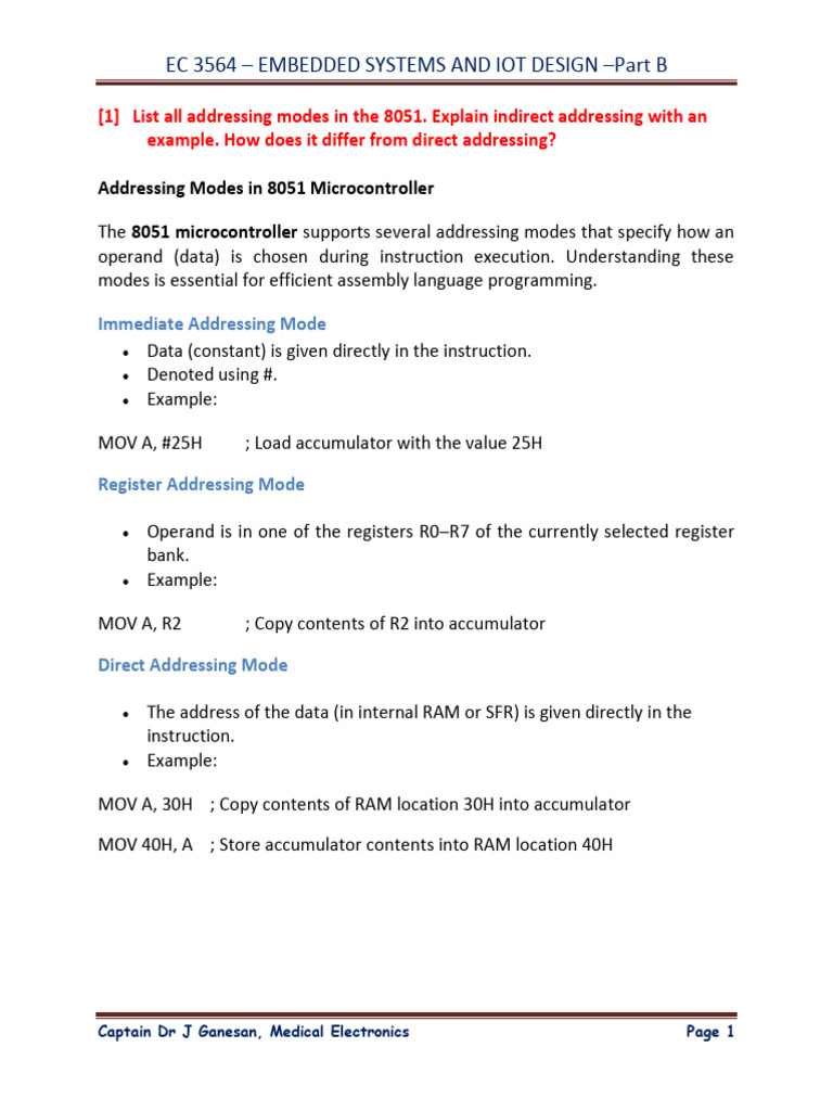 ESIOT - Part B Important | PDF | Read Only Memory | Random Access Memory