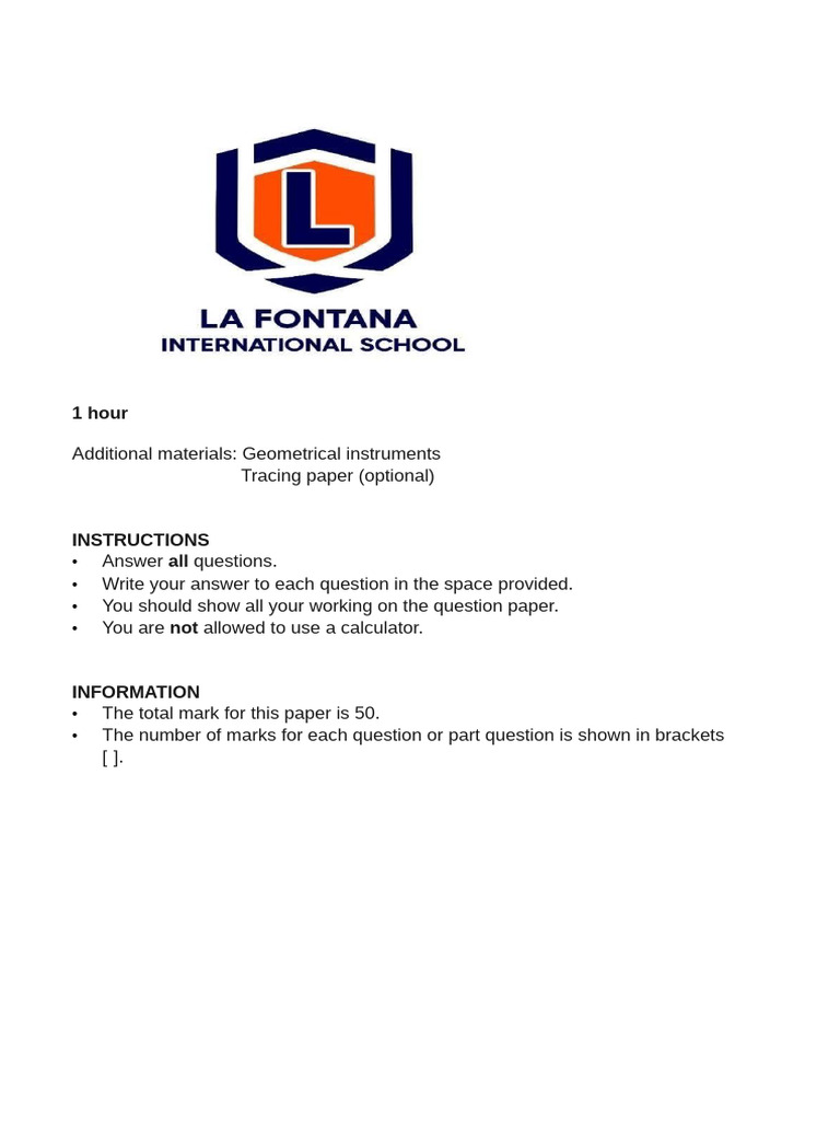 Math Exam Instructions and Questions | PDF | Function (Mathematics ...