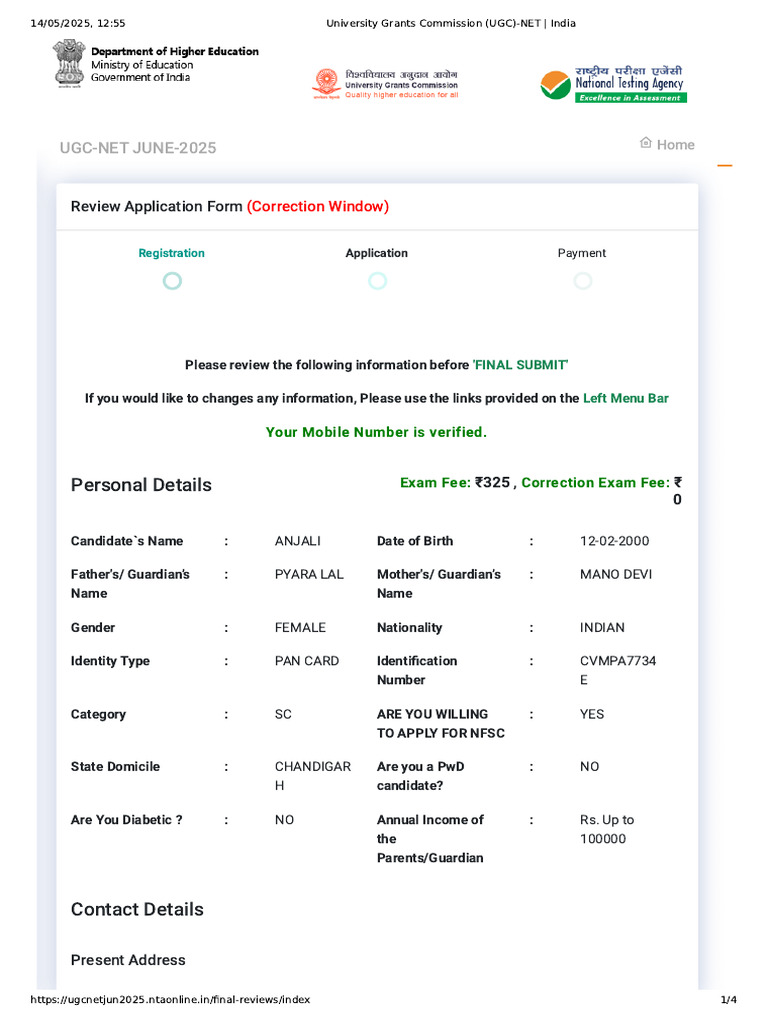 UGC-NET June 2025 Application Review | PDF
