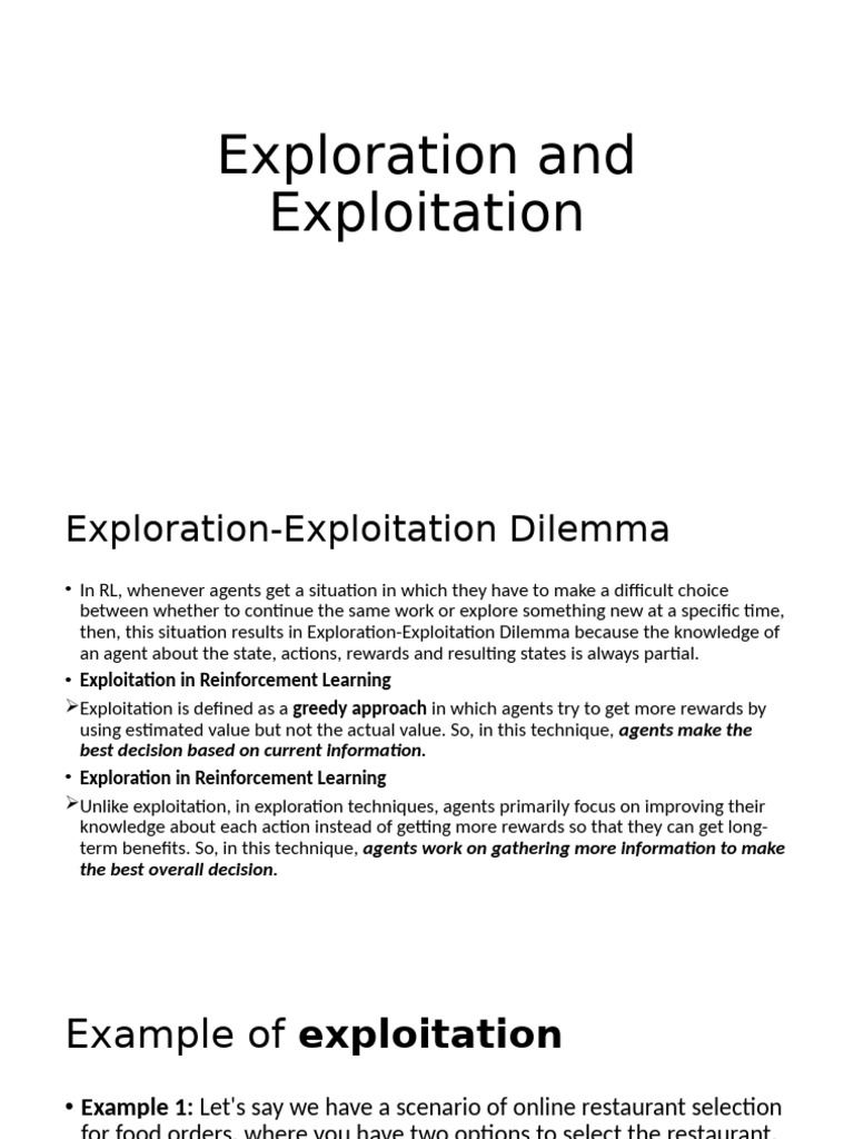 Understanding Exploration-Exploitation in RL | PDF | Learning | Applied ...