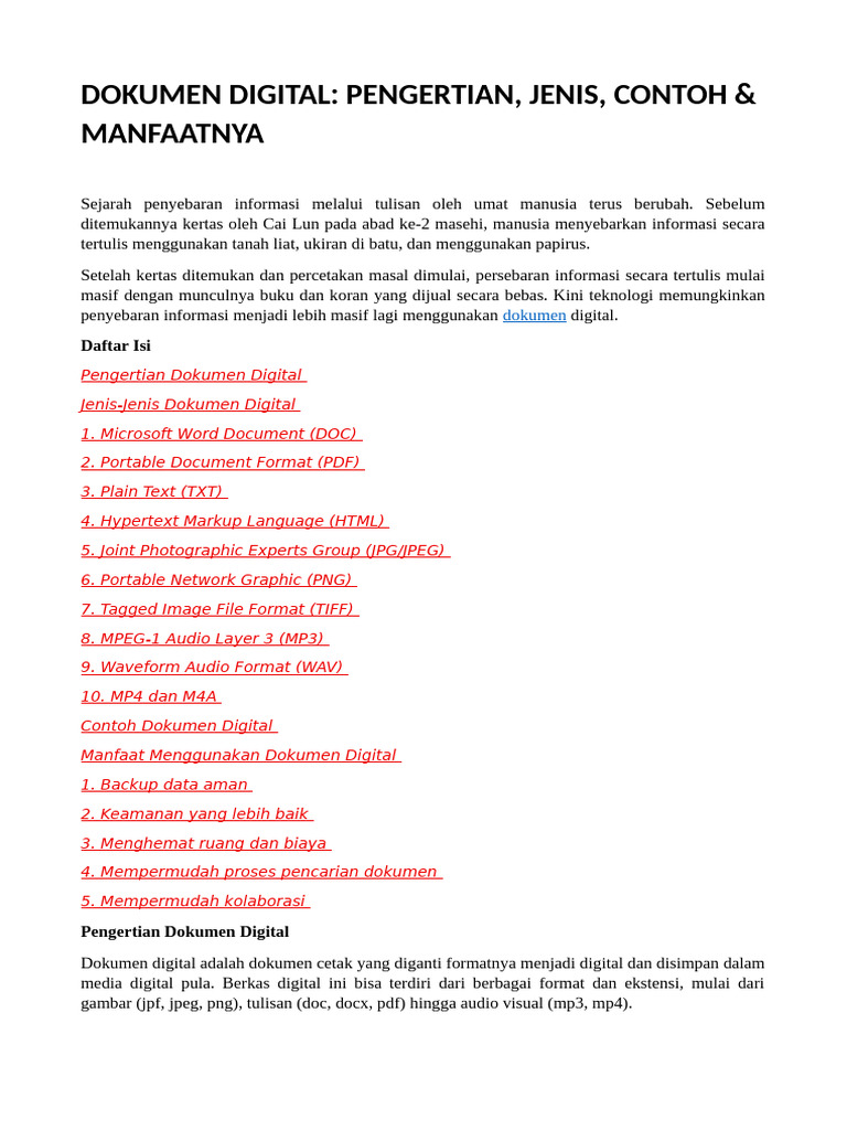 Pengertian dan Jenis Dokumen Digital | PDF