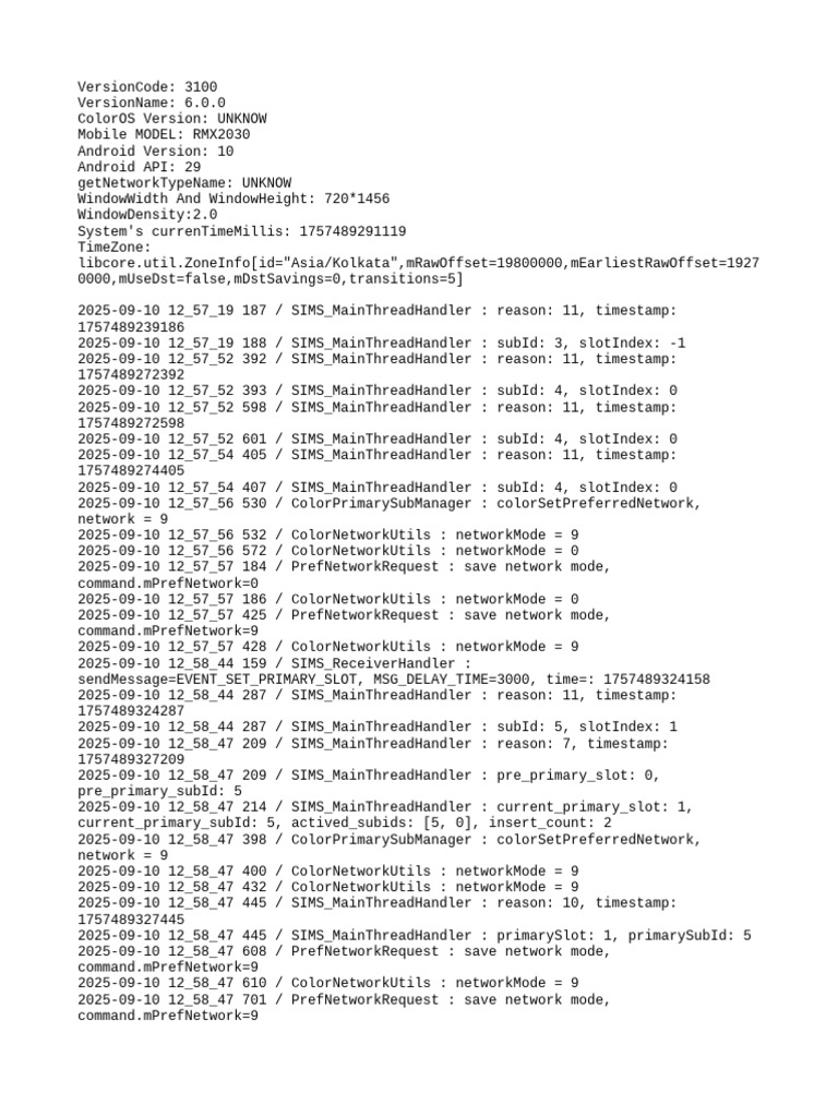 Android Device SIM Management Logs | PDF | Geography | Computer Data