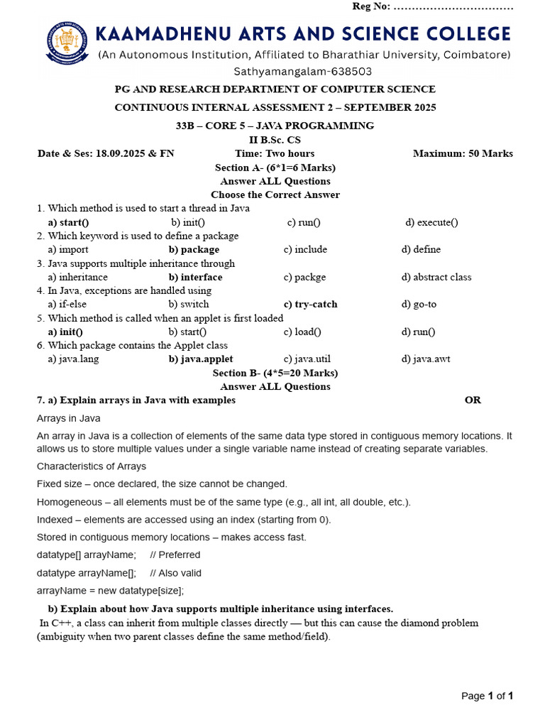 Java Programming Assessment - September 2025 | PDF | Class (Computer ...