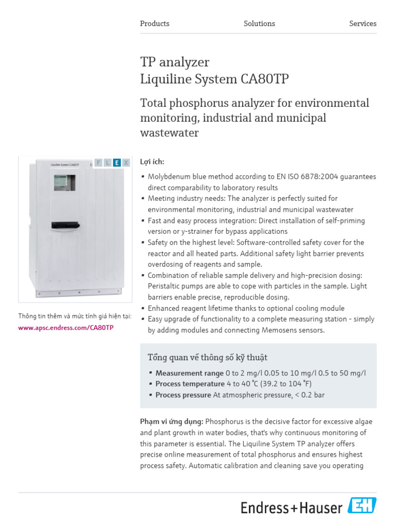 Total Phosphorus Analyzer CA80TP | PDF | Physical Sciences