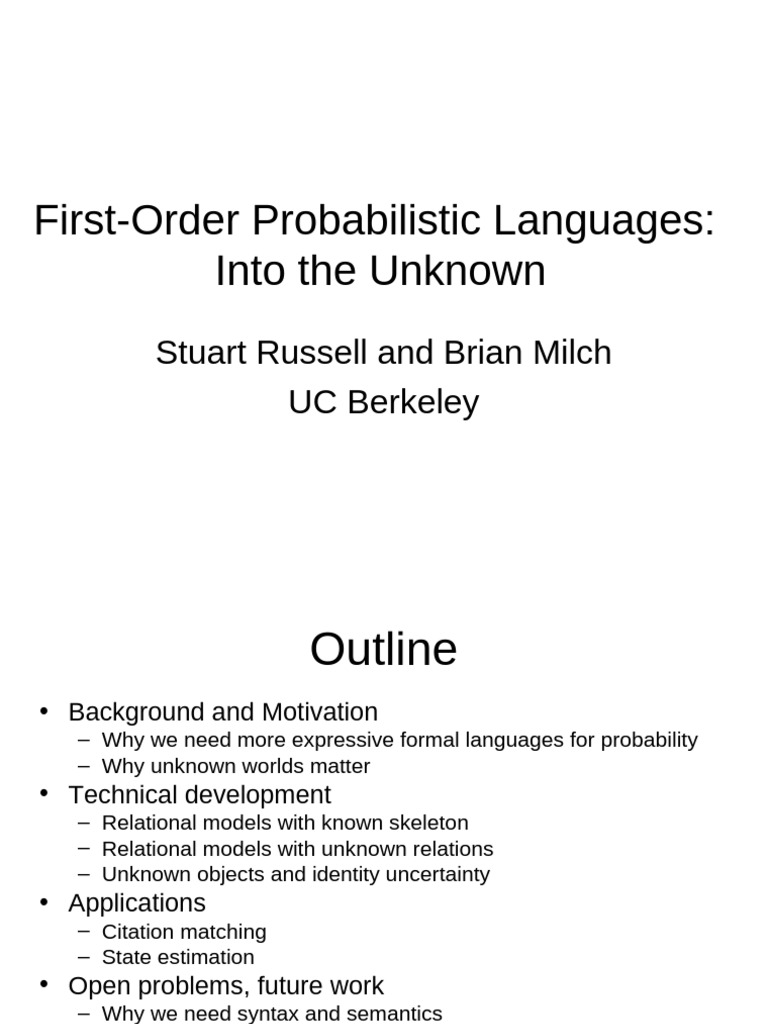 First-Order Probabilistic Languages Explained | PDF | First Order Logic ...