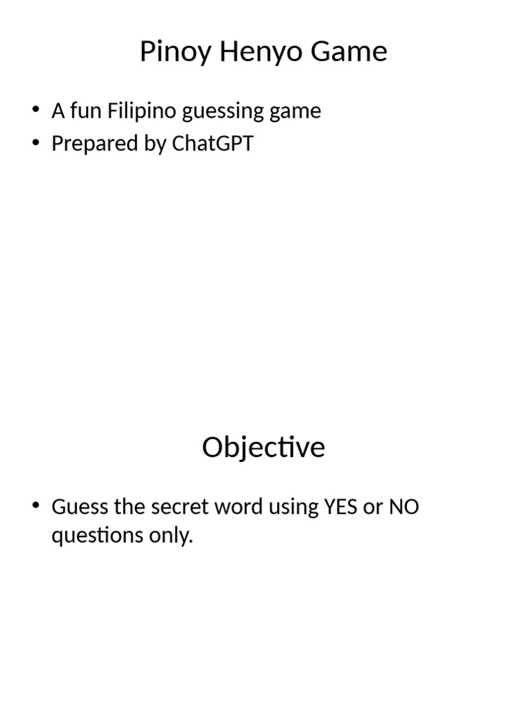 How to Play Pinoy Henyo Game | PDF