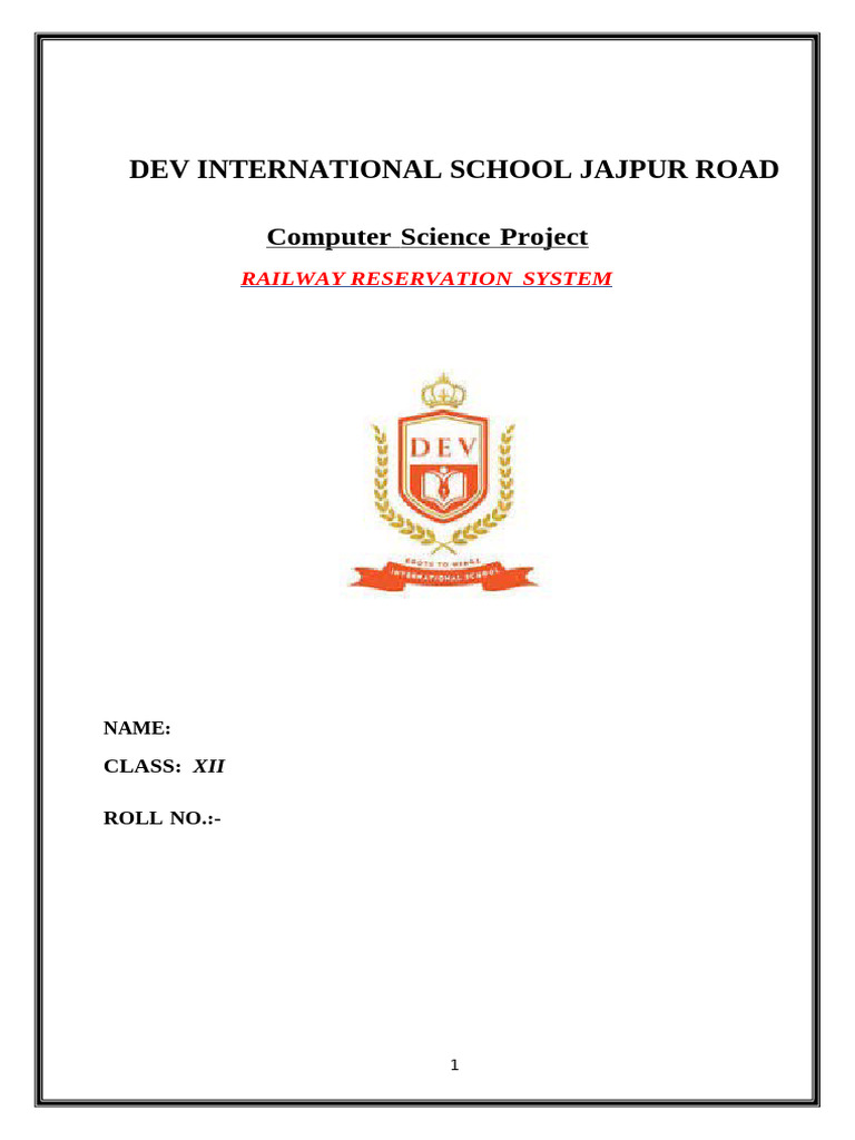 Railway Reservation System Project | PDF | User (Computing) | Computing