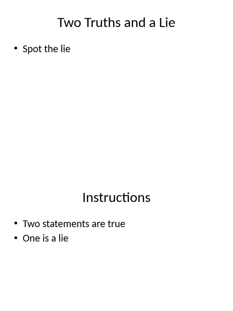 Two Truths and a Lie Game Instructions | PDF