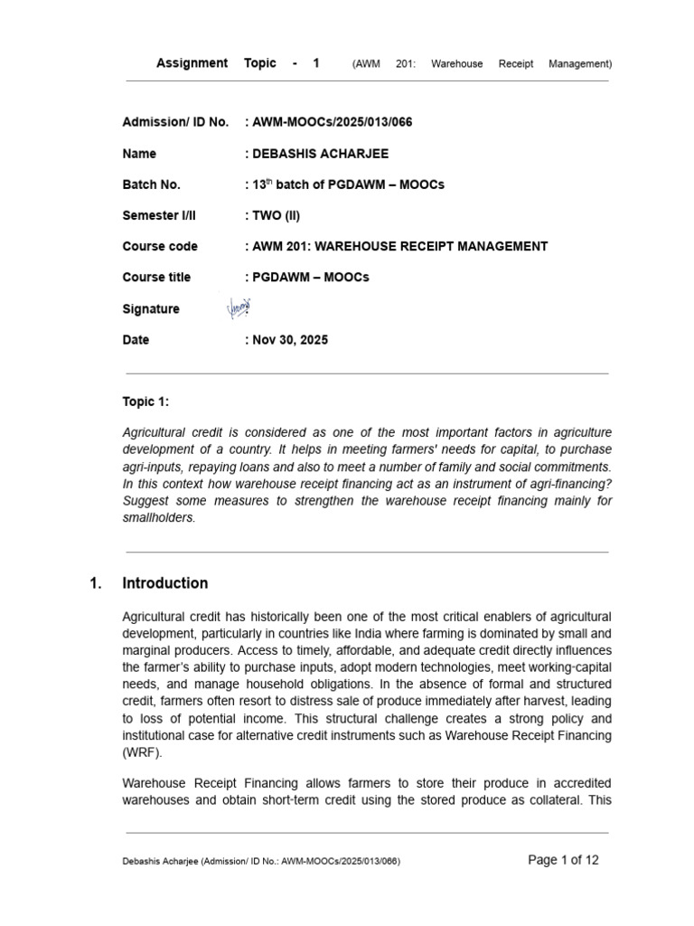 Pgdawm-sem II (Awm-201 Assignment 1) | PDF | Finance & Money Management ...