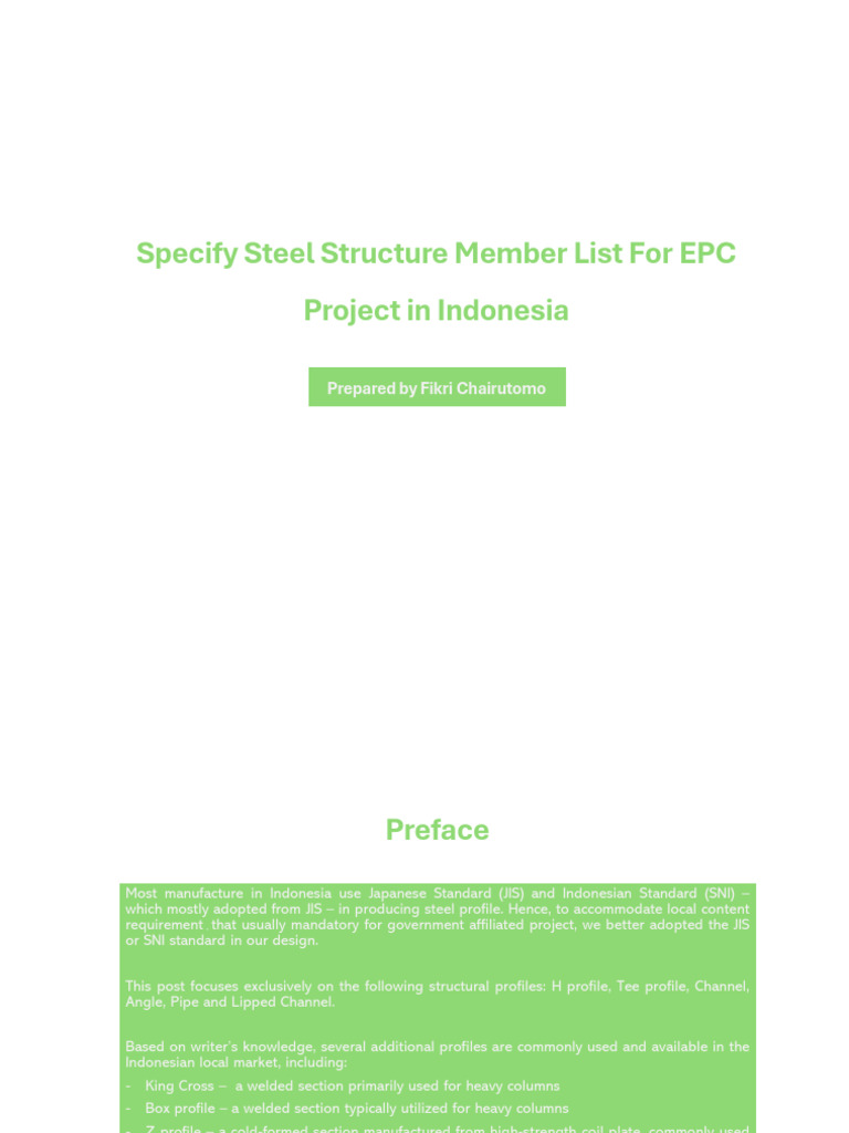 Steel Structure Member Specifications Indonesia | PDF | Structural ...