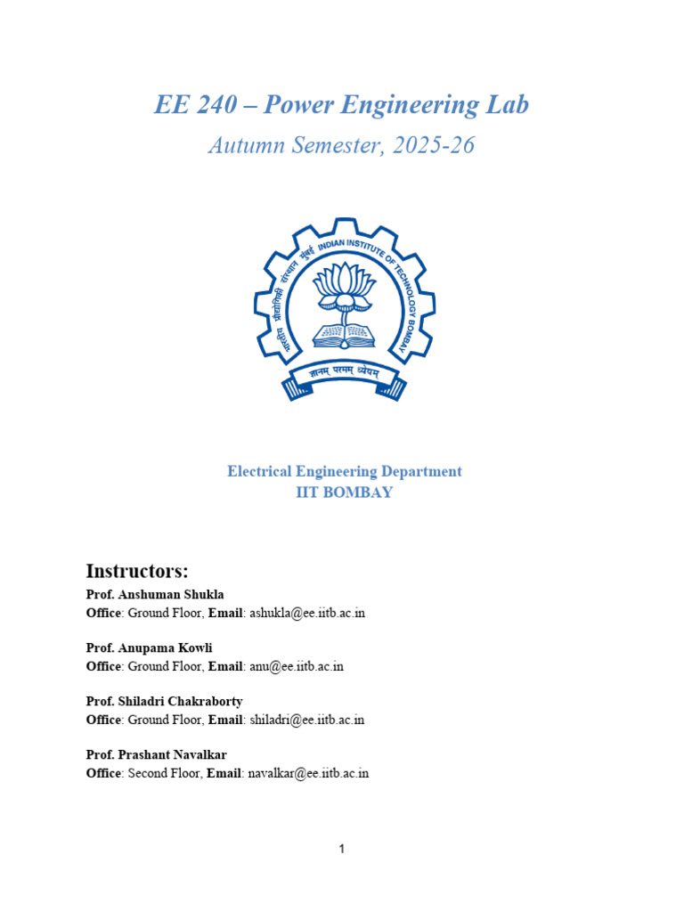 EE 240 Power Engineering Lab Guide | PDF | Electrical Components ...