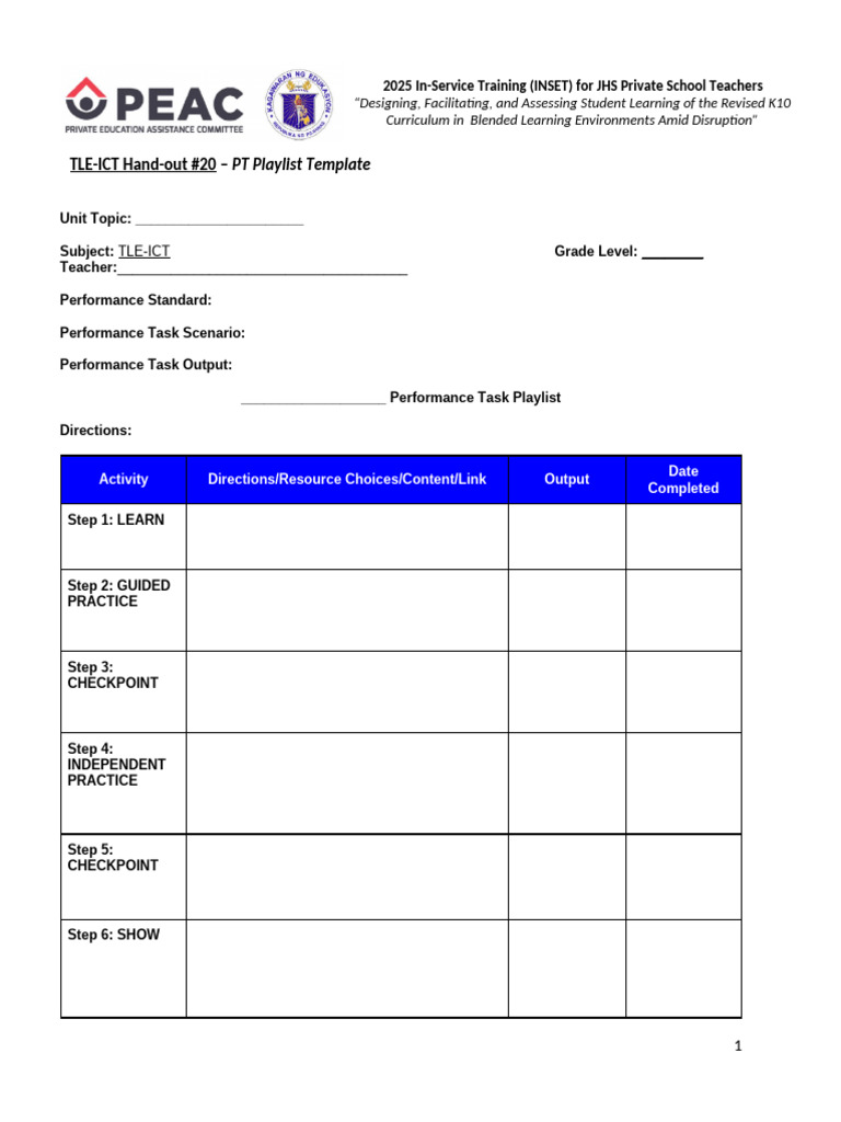 2025 INSET Training for JHS Teachers | PDF