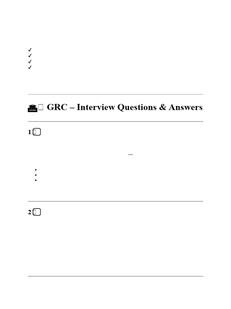 GRC Interview Guide: Questions & Answers | PDF | Security | Computer ...