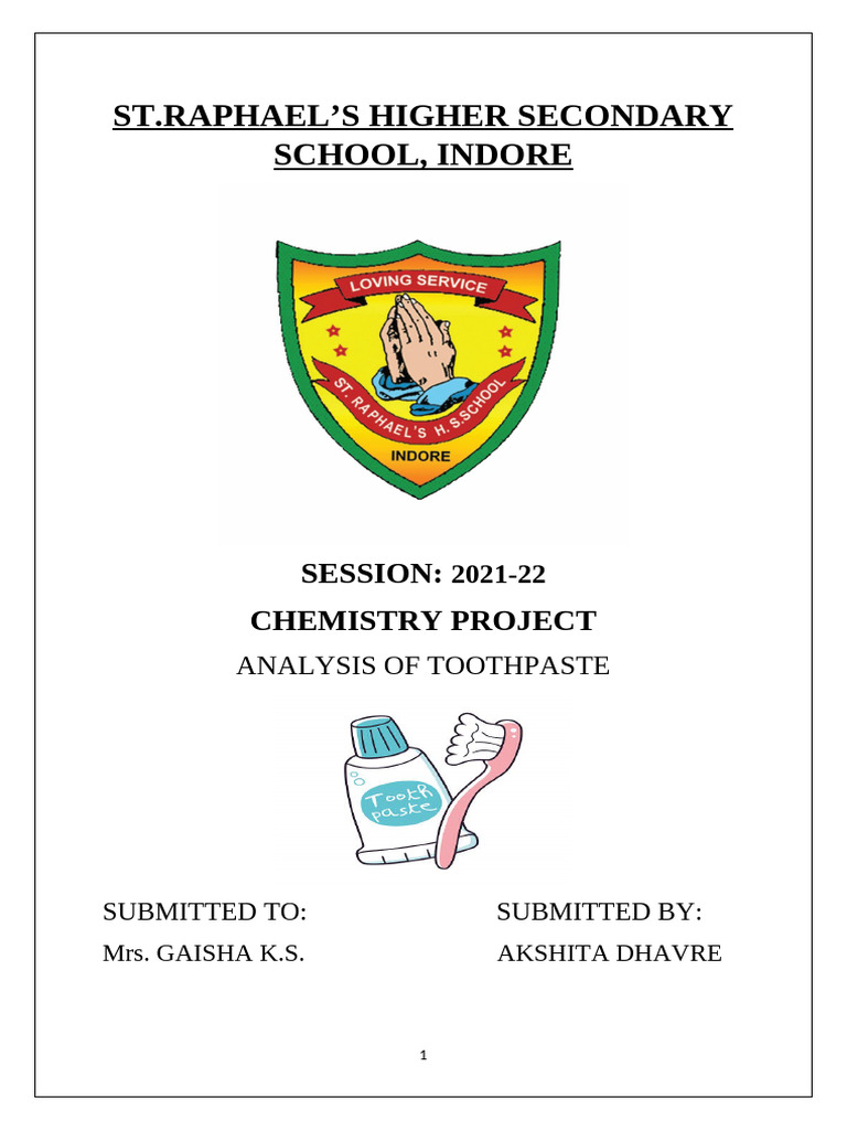 Toothpaste Analysis Chemistry Project | PDF | Materials | Chemistry