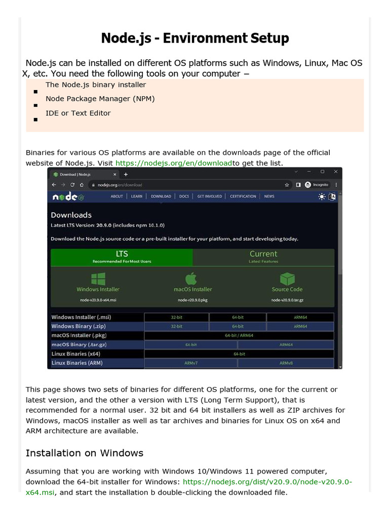 2node - Js - Environment Setup | PDF | Computing | Operating System ...
