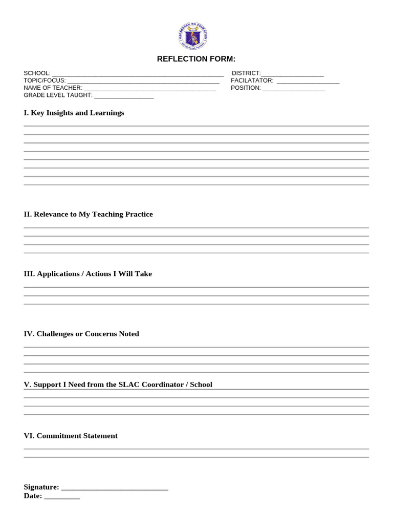Reflection Template LAC | PDF