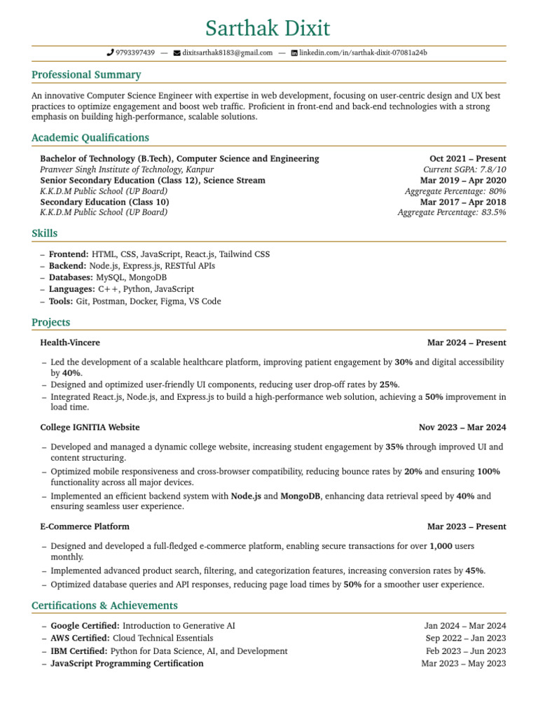 Computer Science Engineer Resume | PDF | Systems Architecture | Software