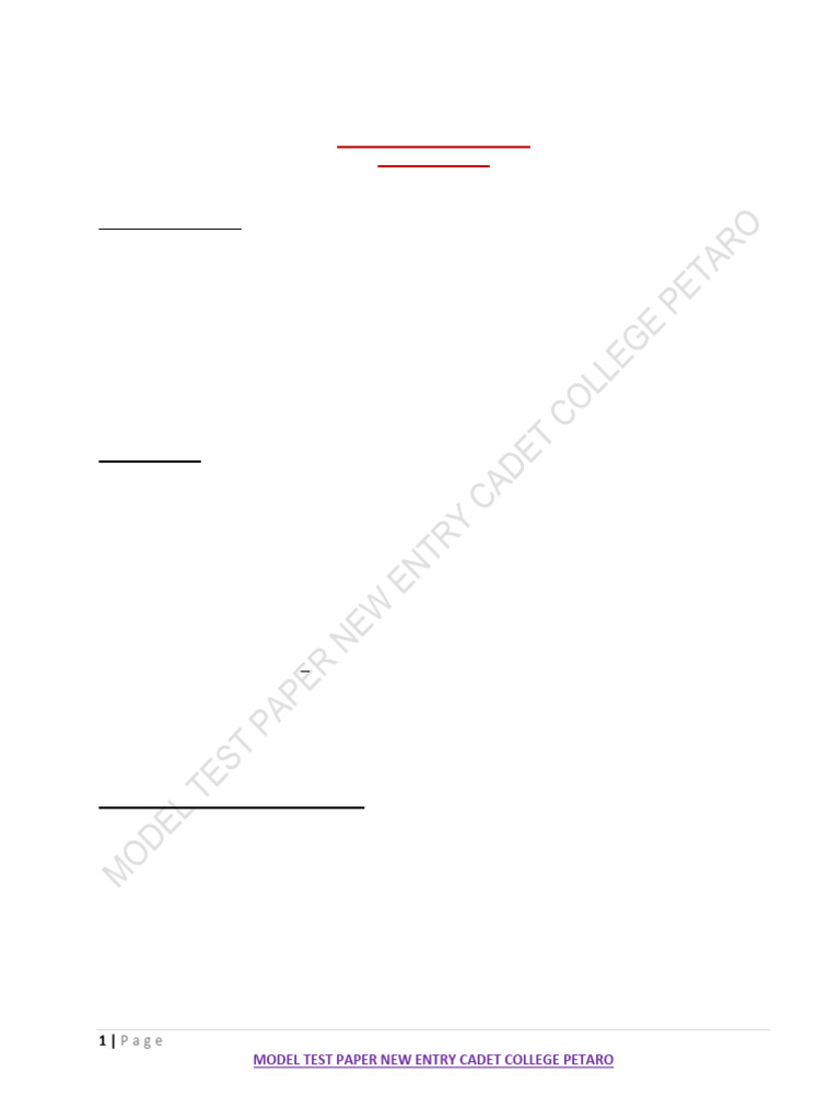English Test Paper for Cadet College VIII | PDF | English Language | Verb