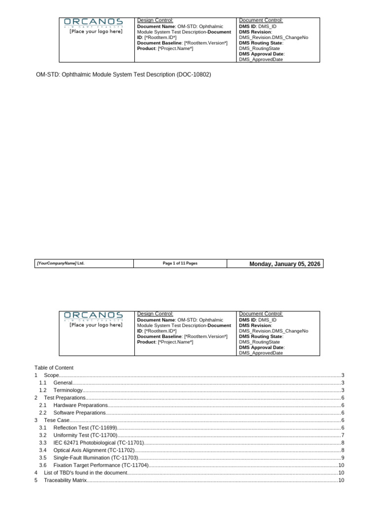 OM-STD Ophthalmic Module System Test Description | PDF | Verification ...