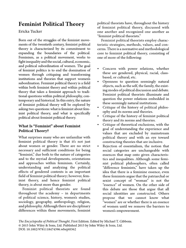 Understanding Feminist Political Theory | PDF | Gender Studies | Feminism