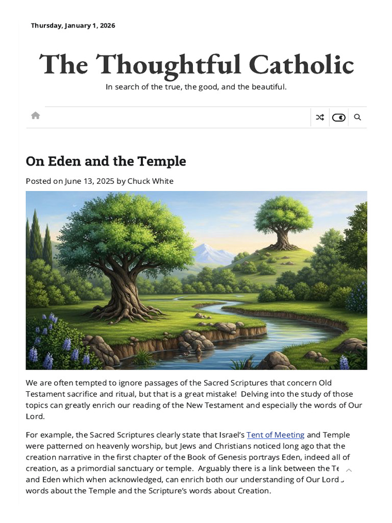 On Eden and the Temple - The Thoughtful Catholic | PDF | Genesis ...