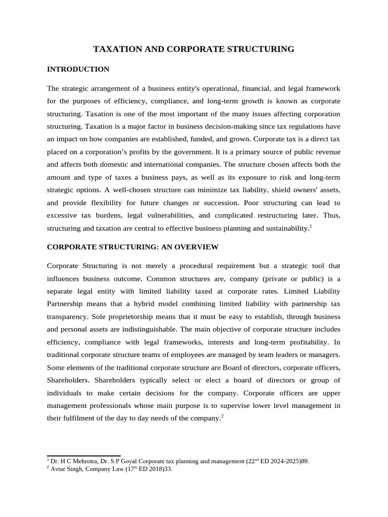 Corporate Structuring and Taxation Guide | PDF | Taxes | Capital Gains Tax